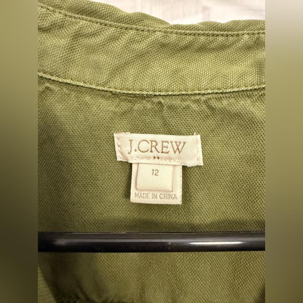 J.Crew Green Utility Short Sleeve Knee Length Dress Size 12 Summer - Picture 3 of 10